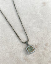 Luna Zircon Halo Pendant Necklace
