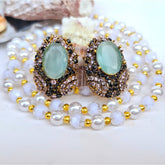 Aqua Green Stud/Earrings (Diamond Cut)