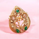 Royal Rajwadi Rings – Antique Gold Finish | Adjustable Traditional Finger Rings