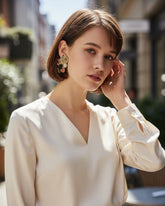 Shell Bloom Drop Earrings – Gold Tone | Ocean-Inspired Elegance