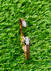 Serpent Luxe Double Head Bangle | Gold-Tone Snake Stainless Steel Bracelet