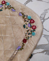 Velvet Prayer Mat Set with Hand-Embroidered Ribbon Flowers