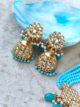 Nazneen Kundan Choker Set with Jhumka – Royal Blue & Turquoise Bridal Jewelry | Wedding Set Pakistan