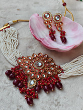 Ruby kundan bridal mala set with pearl necklace Pakistan wedding jewelry
