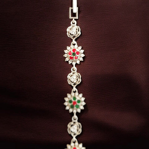 Vintage Floral Silver-Tone Bracelet – Ethnic Jewelry for Women