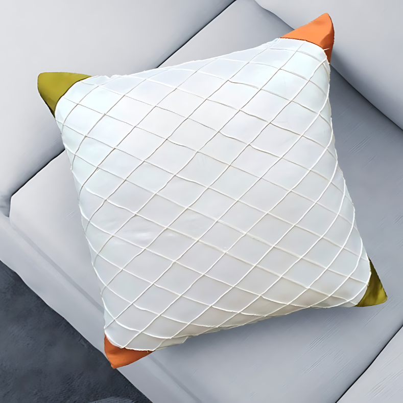 Decorative Pleated Square Cushion Covers - Off White (Set Of 2)