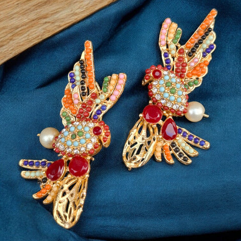 Vibrant Paradise Parrot Earrings – Crystal Embellished Statement Jewelry for Women