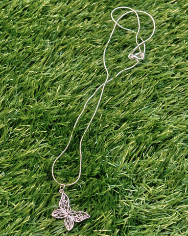 Filigree Butterfly 925 Sterling Silver Necklace