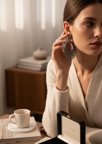 Aurelia Oxidized Silver Jhumka Earrings