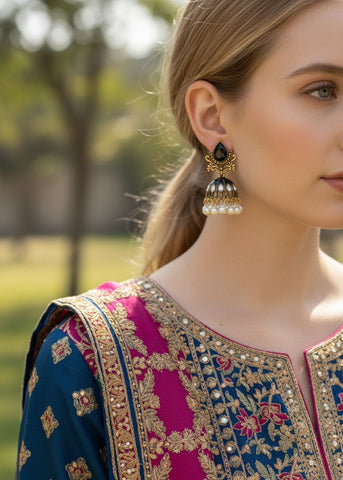 Ayla Black & Gold Pearl Jhumka