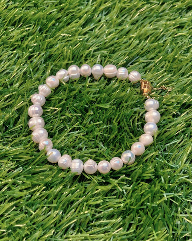 Natural Freshwater Pearl Bracelet – 14k Gold Magnetic Clasp Women’s Jewelry