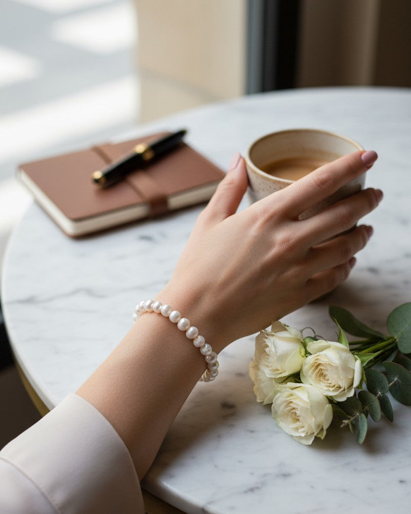 Natural Freshwater Pearl Bracelet – 14k Gold Magnetic Clasp Women’s Jewelry