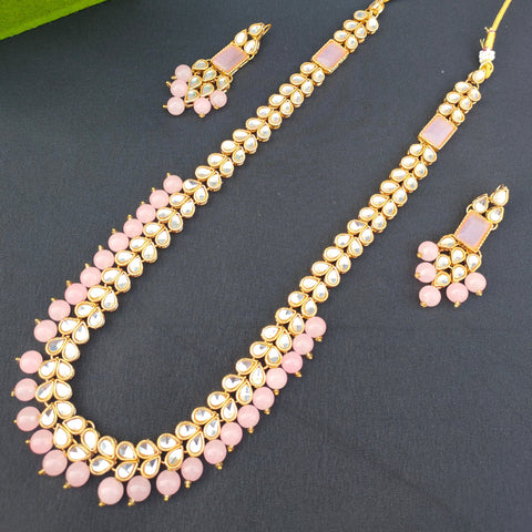 Kundan Mala Set (Baby Pink) – Timeless Bridal Jewelry for Weddings & Festive Occasions