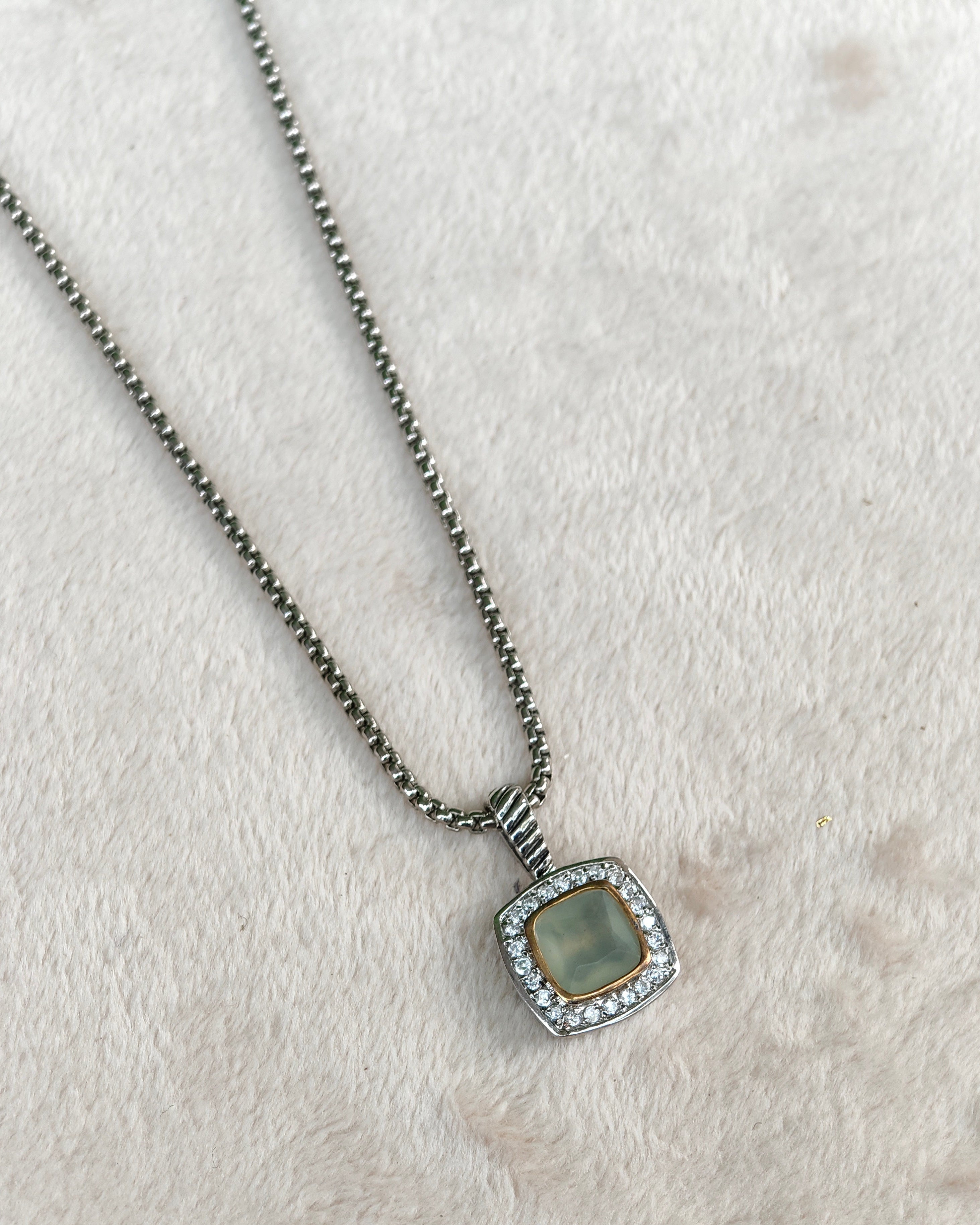 Luna Zircon Halo Pendant Necklace