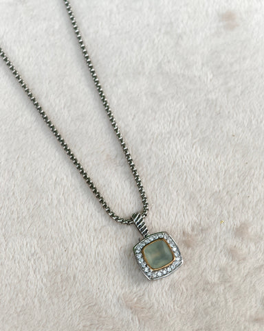 Luna Zircon Halo Pendant Necklace
