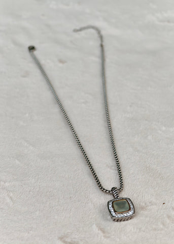 Luna Zircon Halo Pendant Necklace