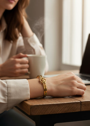 Luxe MK Charm Jewelry Set – Stainless Steel Bracelet, Pendant & Earrings