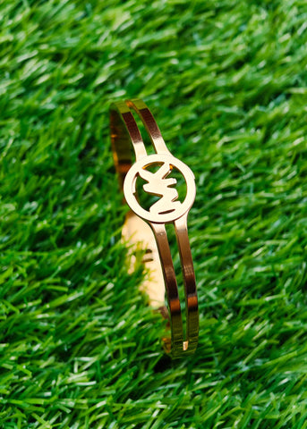 Luxe MK Style Stainless Steel Bangle – Elegant Gold-Tone Bracelet for Women