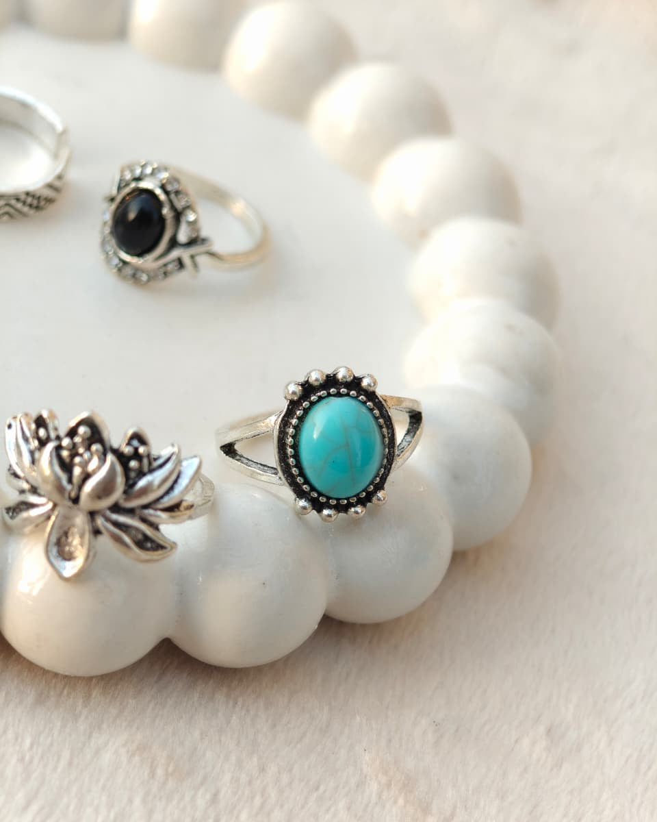 Vintage boho turquoise statement rings for women