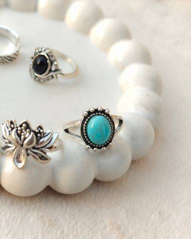Vintage boho turquoise statement rings for women