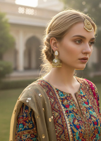 Nazneen Gold Pearl Jhumka
