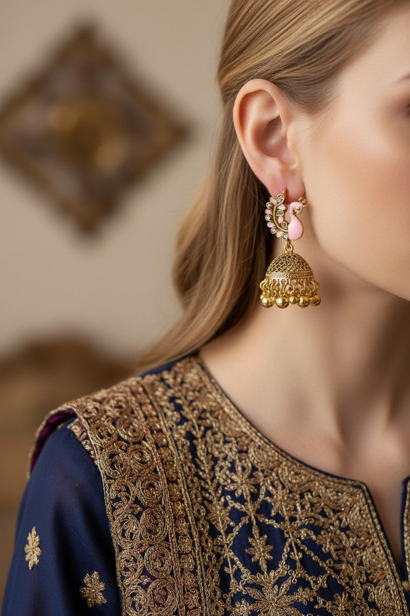 Peacock Jhumkas For Women/Girls