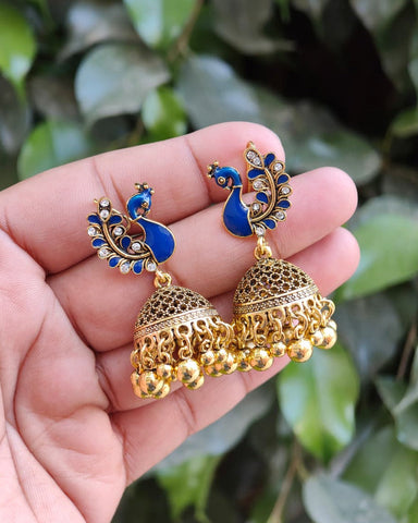 Peacock Jhumkas For Women/Girls