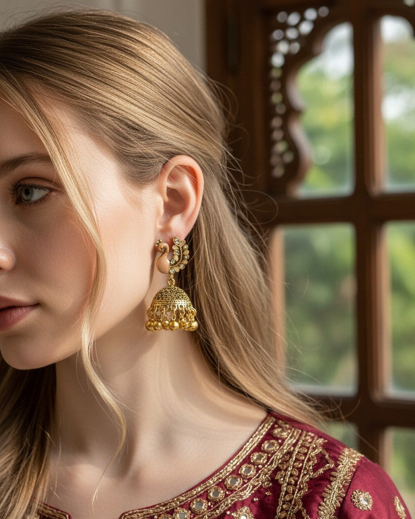 Peacock Jhumkas For Women/Girls