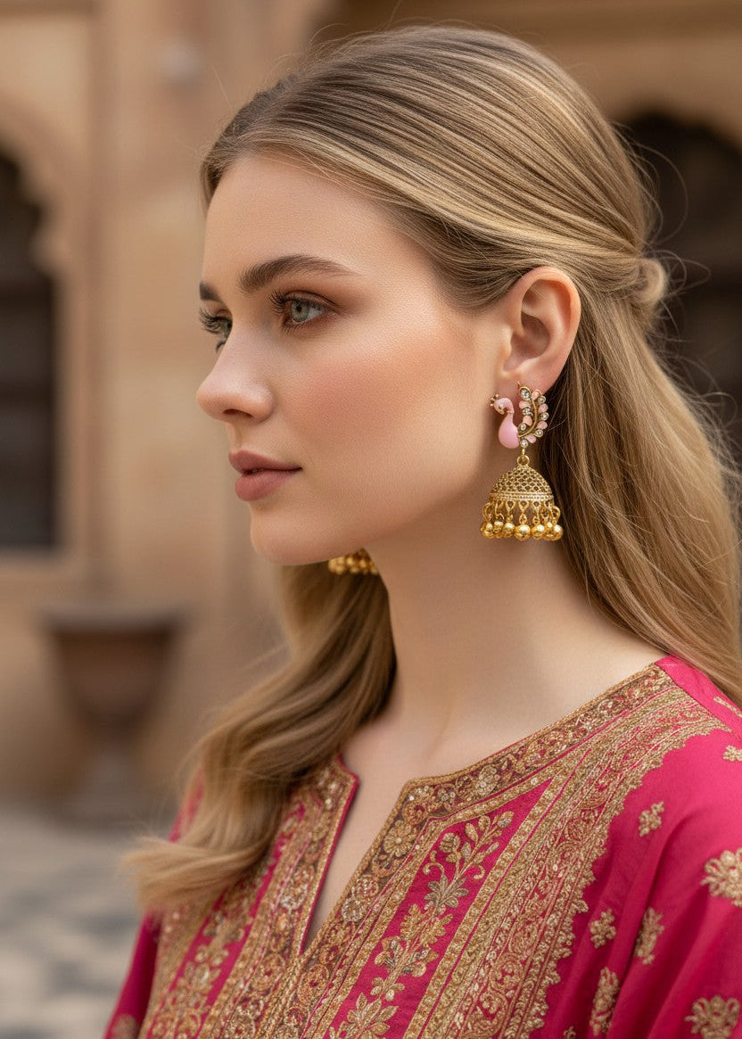 Peacock Jhumkas For Women/Girls