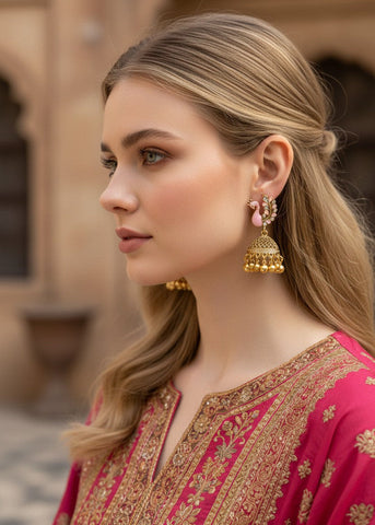 Peacock Jhumkas For Women/Girls