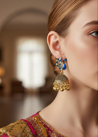 Peacock Jhumkas For Women/Girls