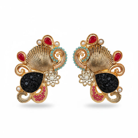 Shell Bloom Drop Earrings – Gold Tone | Ocean-Inspired Elegance