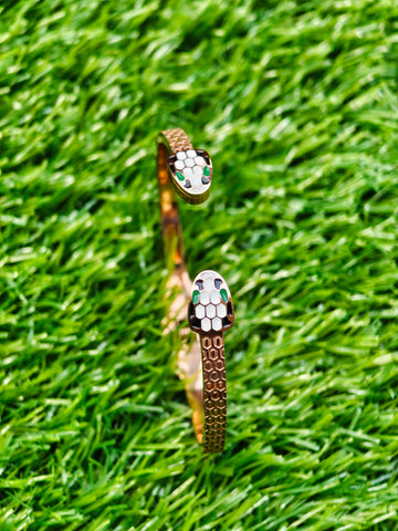 Serpent Luxe Double Head Bangle | Gold-Tone Snake Stainless Steel Bracelet