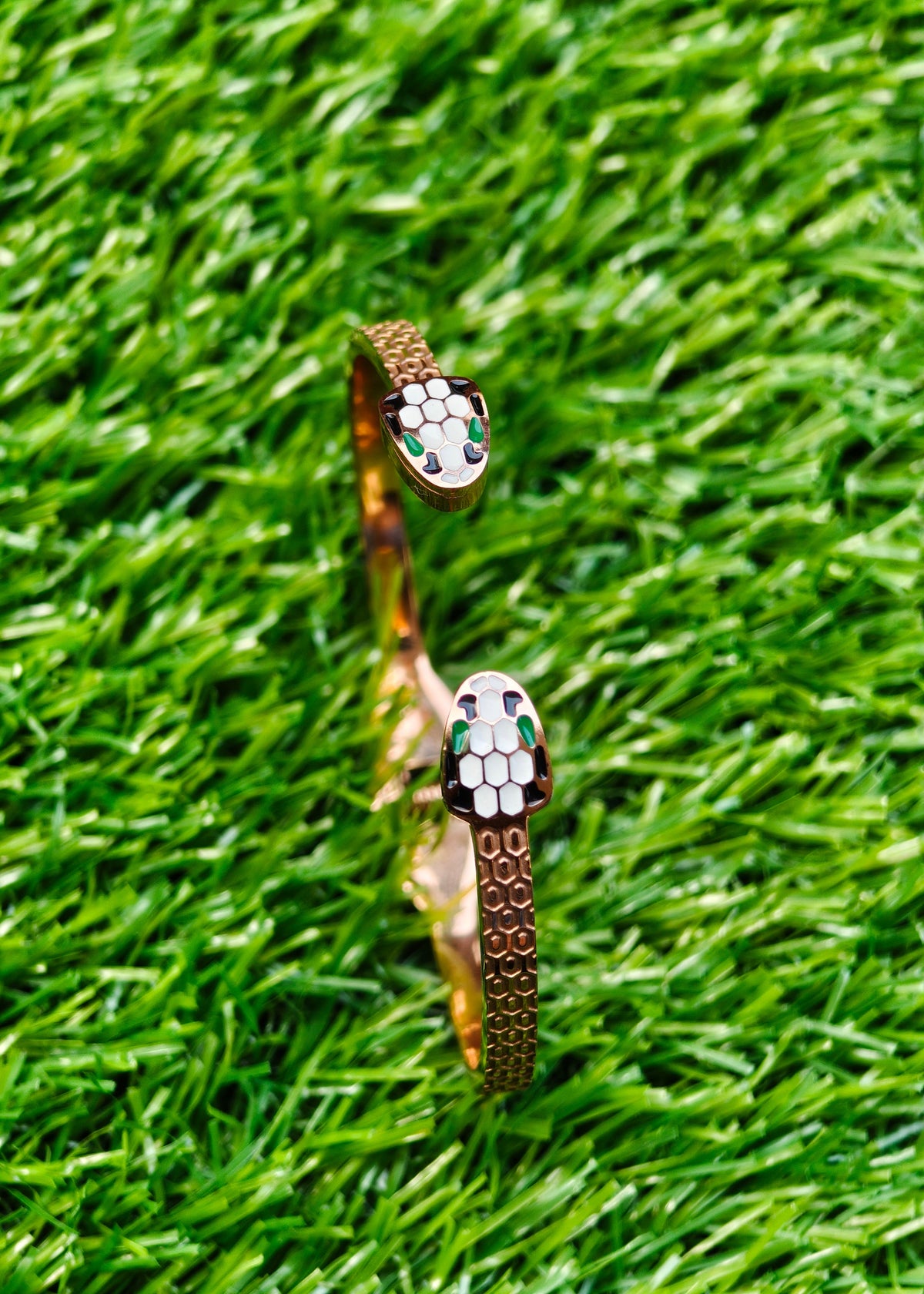 Serpent Luxe Double Head Bangle | Gold-Tone Snake Stainless Steel Bracelet