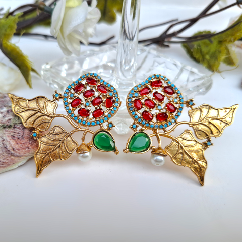 Glamour Leaf Earrings (Berylline) – A Statement of Elegance