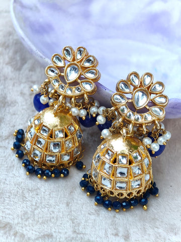 Nazneen Kundan Choker Set with Jhumka – Royal Blue & Turquoise Bridal Jewelry | Wedding Set Pakistan