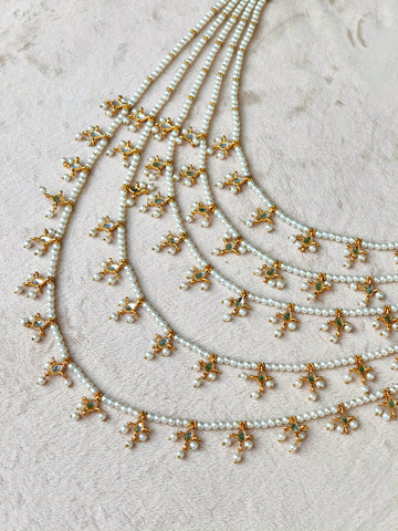 5 layered kundan rani haar pearl necklace bridal jewelry Pakistan