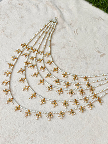 5 layered kundan rani haar pearl necklace bridal jewelry Pakistan