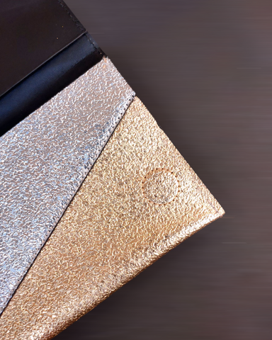 Vintage Metallic Gold & Silver Clutch – Envelope Evening Bag – Asymmetrical Purse with Magnetic Lock