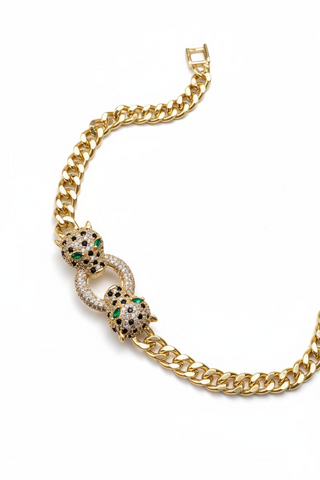 Green Eyed Zircon Leopard Bracelet