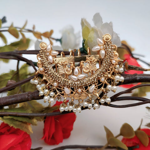 Majestic Handmade Peacock Hair Brooch – Traditional Stone-Studded Hair Accessory