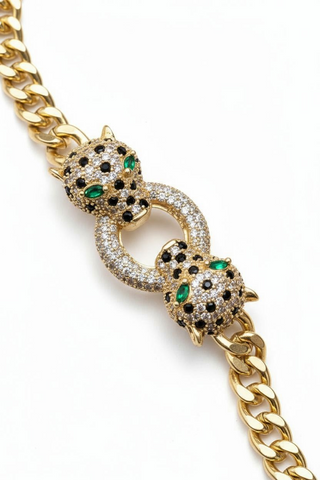 Green Eyed Zircon Leopard Bracelet