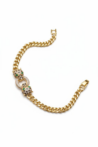 Green Eyed Zircon Leopard Bracelet