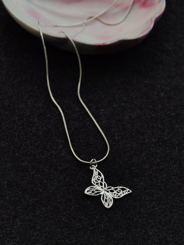Filigree Butterfly 925 Sterling Silver Necklace