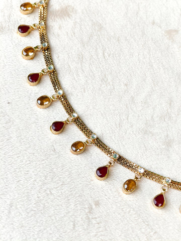 Zara Gemstone Drop Payal | Gold Tone Anklet with Zircon 