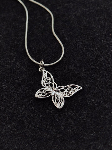 Filigree Butterfly 925 Sterling Silver Necklace